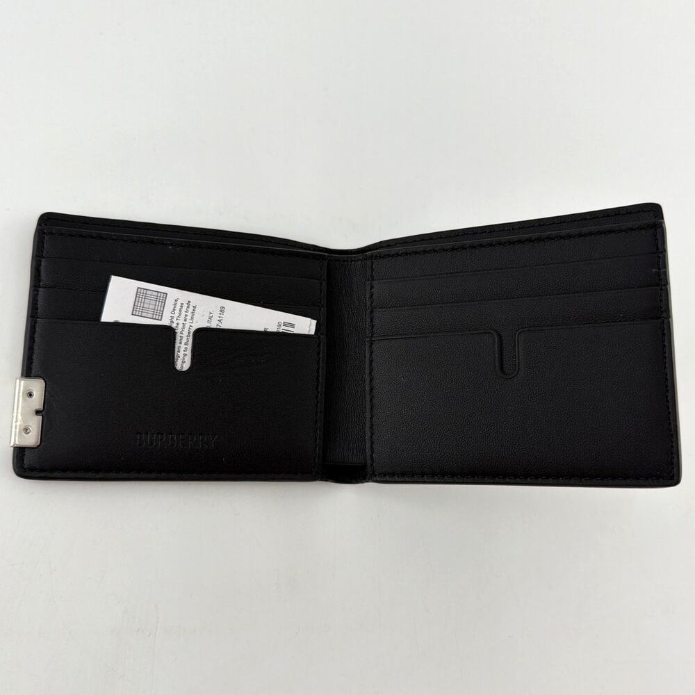 Burberry Men's Black Hipfold Granny Leatherv B-cut Bi-fold Wallet One Size - Picture 4 of 9